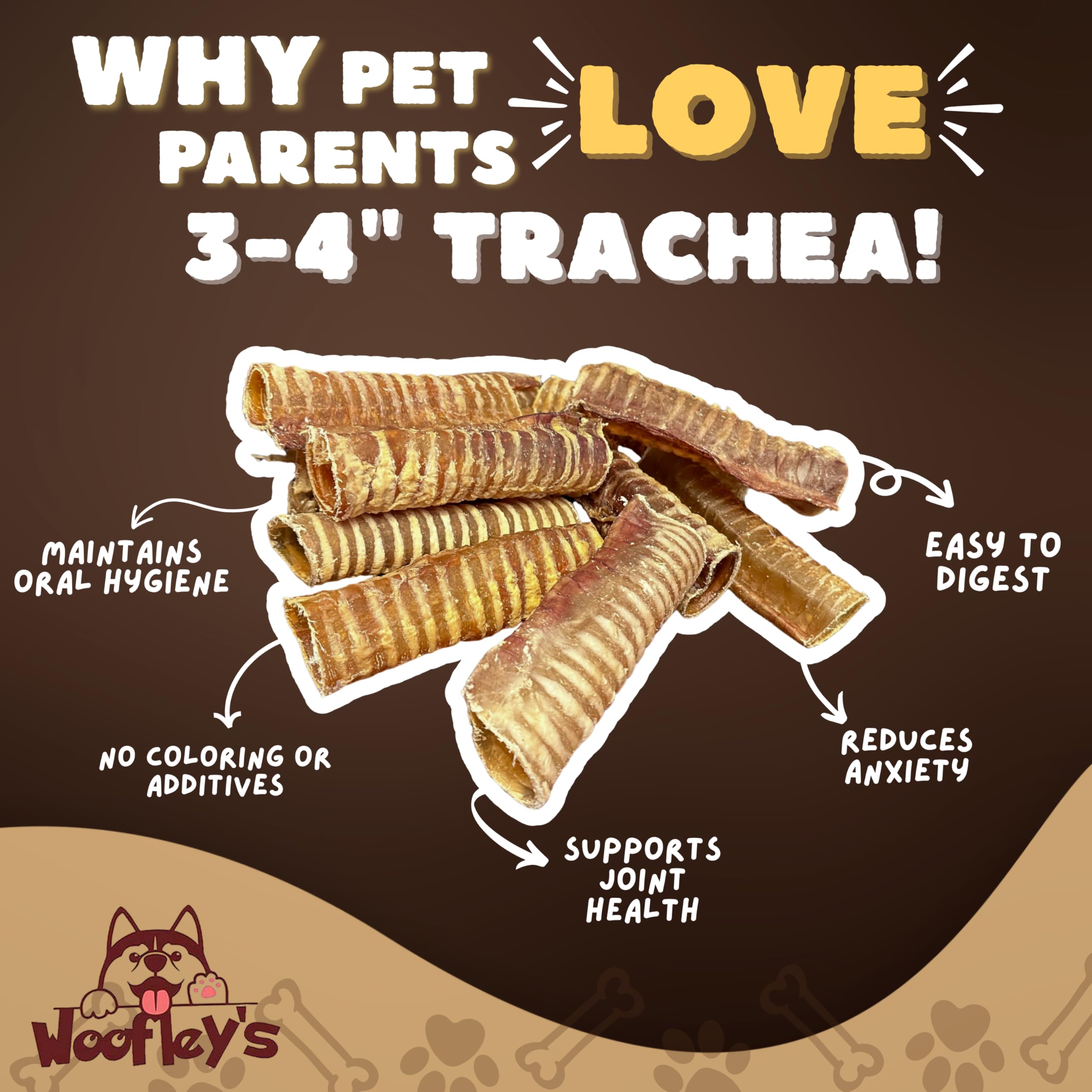 Woofley's trachée de bœuf emballage ouvert, prêt à servir.