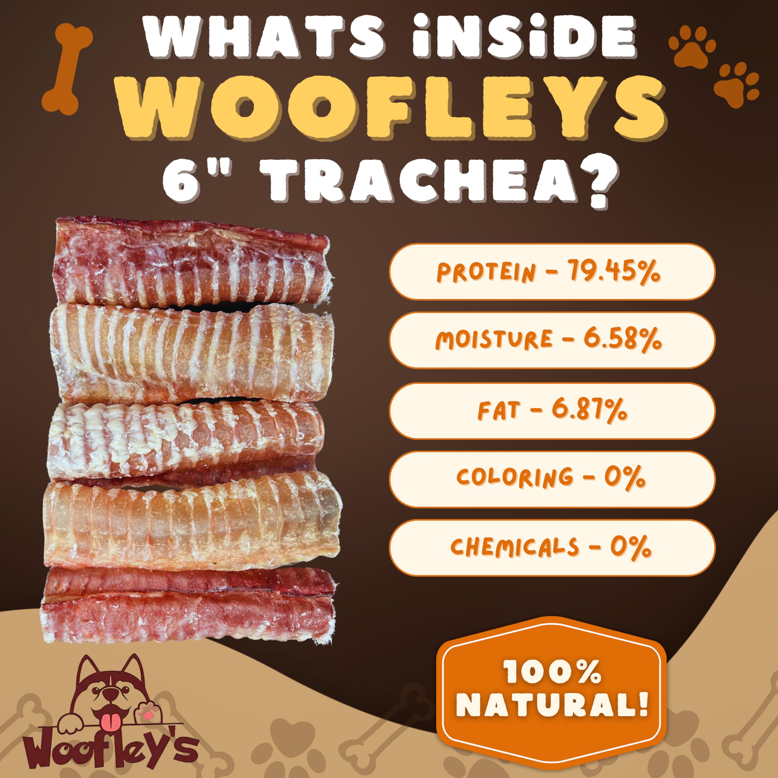 Woofley's Trachée de Boeuf, riche en protéines pour soutenir l'énergie quotidienne.