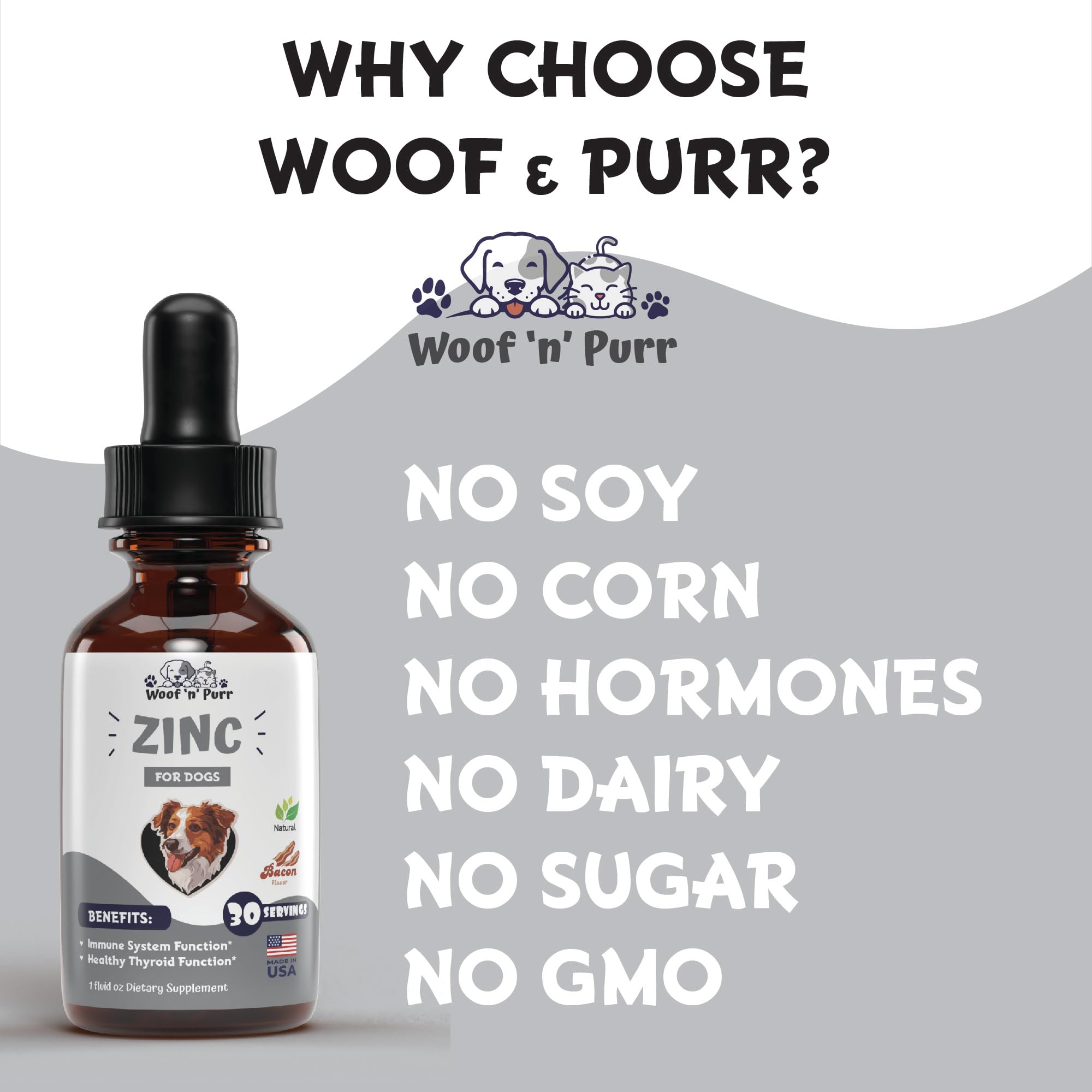 Woof n Purr zinc-digestion peut aider la digestion et l'énergie.
