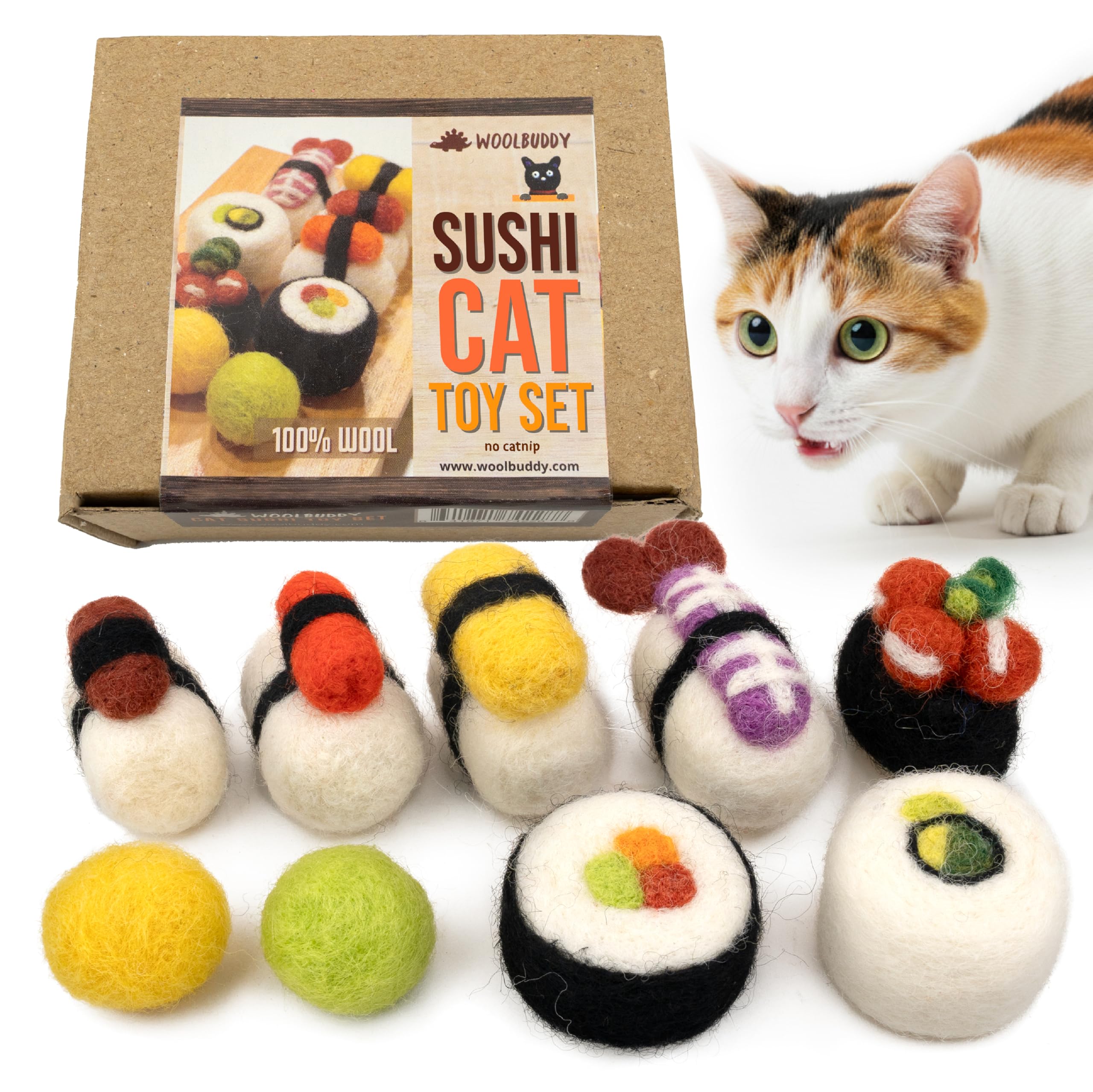 Jouet Woolbuddy Sushi Chat Petit stimulation chasse pour chat d’intérieur
