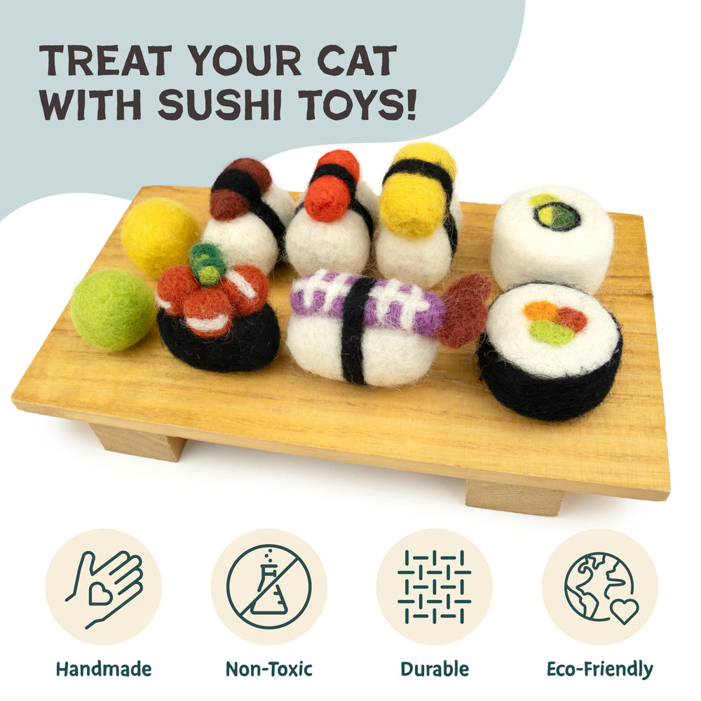 Ensemble Woolbuddy Sushi Chat Chaton stimule l'activité et le jeu chez les chatons