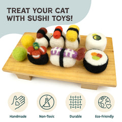 Ensemble Woolbuddy Sushi Chat Chaton stimule l'activité et le jeu chez les chatons