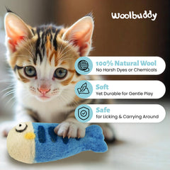 Détail des fibres feutrées Woolbuddy utilisées pour les poissons