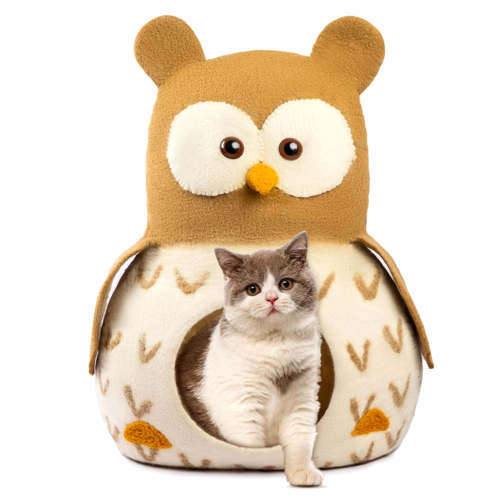 Caverne Woolygon merino pliable pour chat, refuge douillet et facile à déplacer.