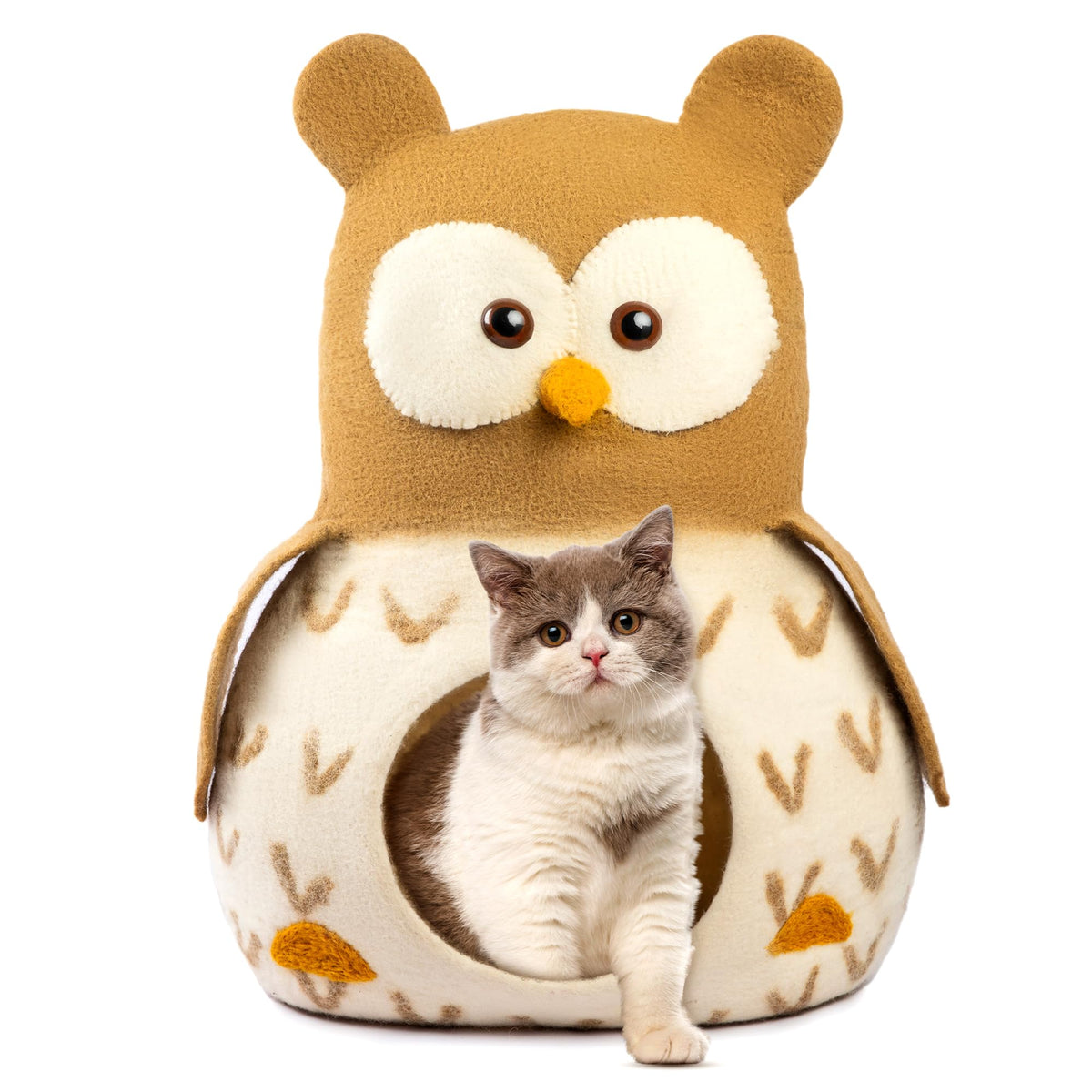 Caverne Woolygon merino pliable pour chat, refuge douillet et facile à déplacer.