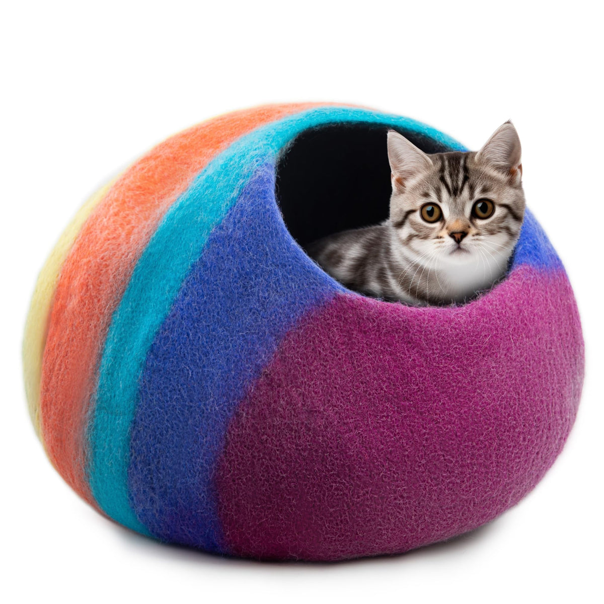 Woolygon grotte-chat laine merino: refuge chaud et douillet pour chats.