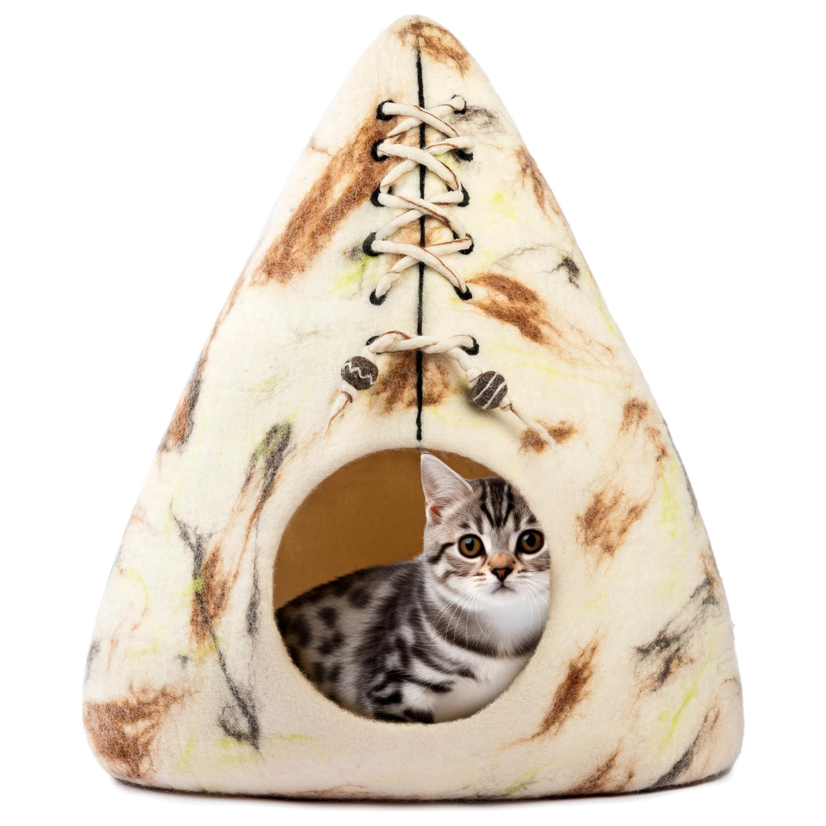 Woolygon caverne chat laine mérinos - ouverture lumineuse et cosy