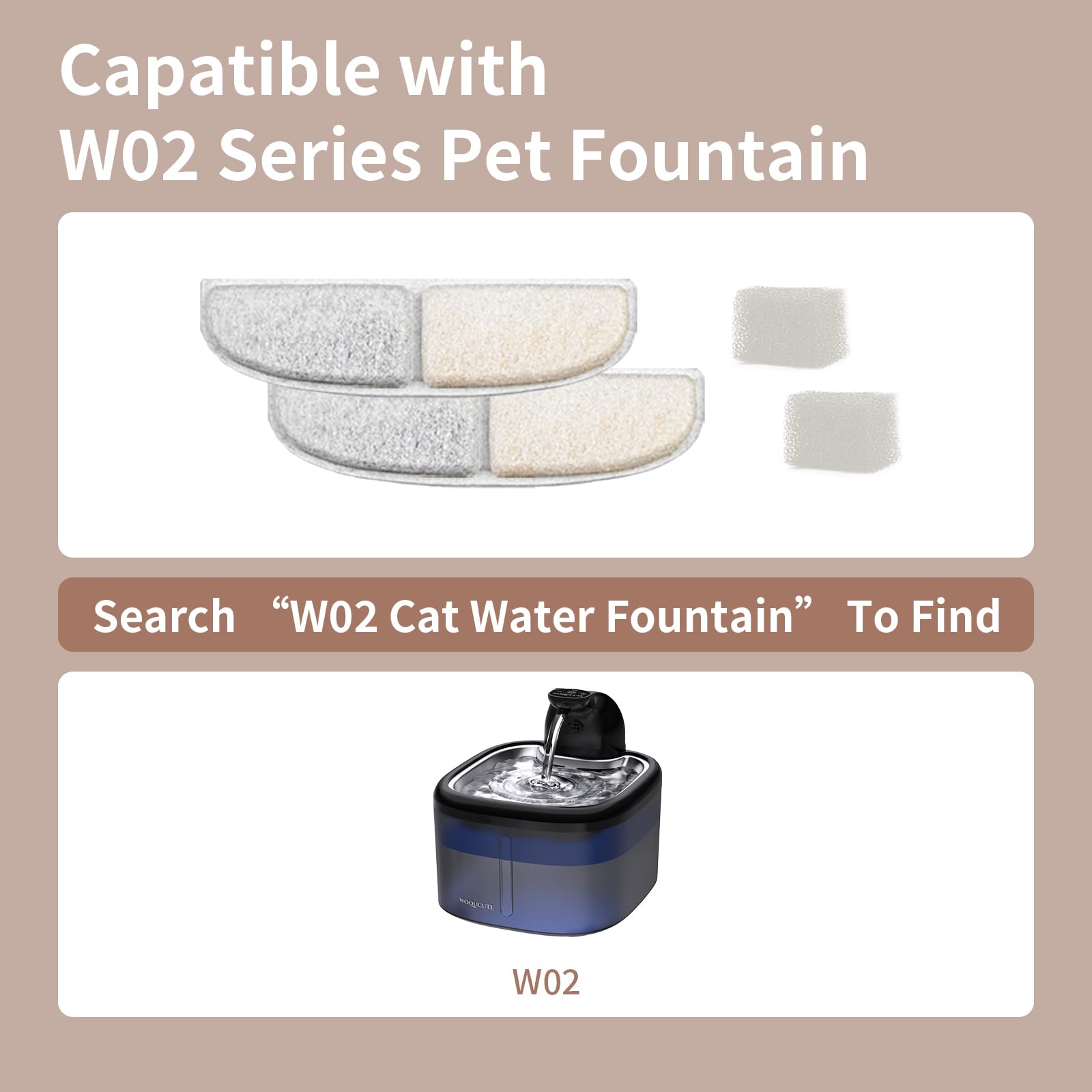 Pre-filtre eponge Woqucute W02: réduit les impuretés et protège la pompe.