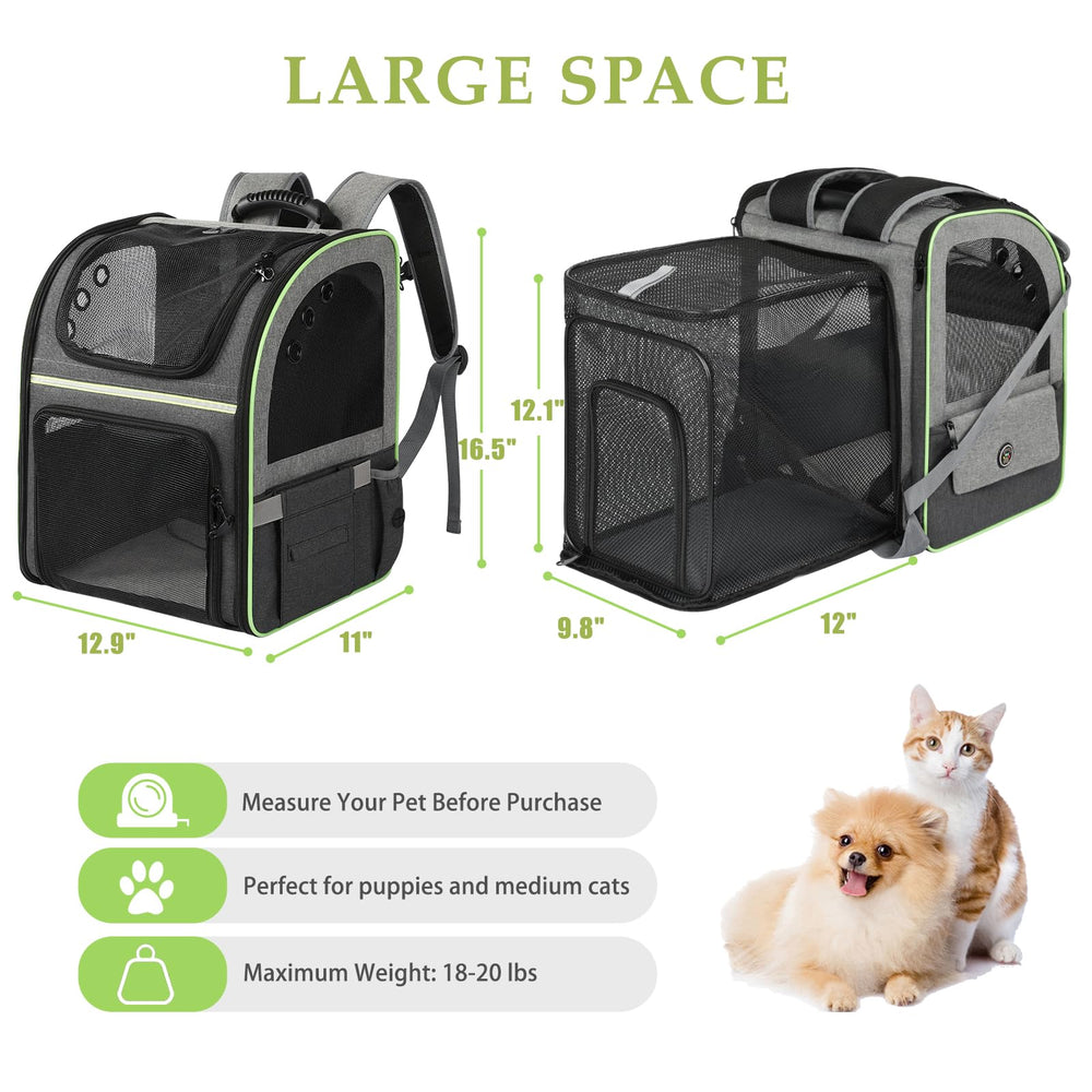 worfty-sac-dos-chat-agrandi-evolutif offre plus d'espace après l'exercice