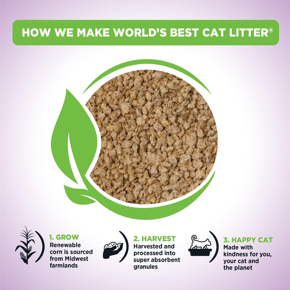 World's Best Cat Litter – agglomération rapide pour nettoyage facilité.