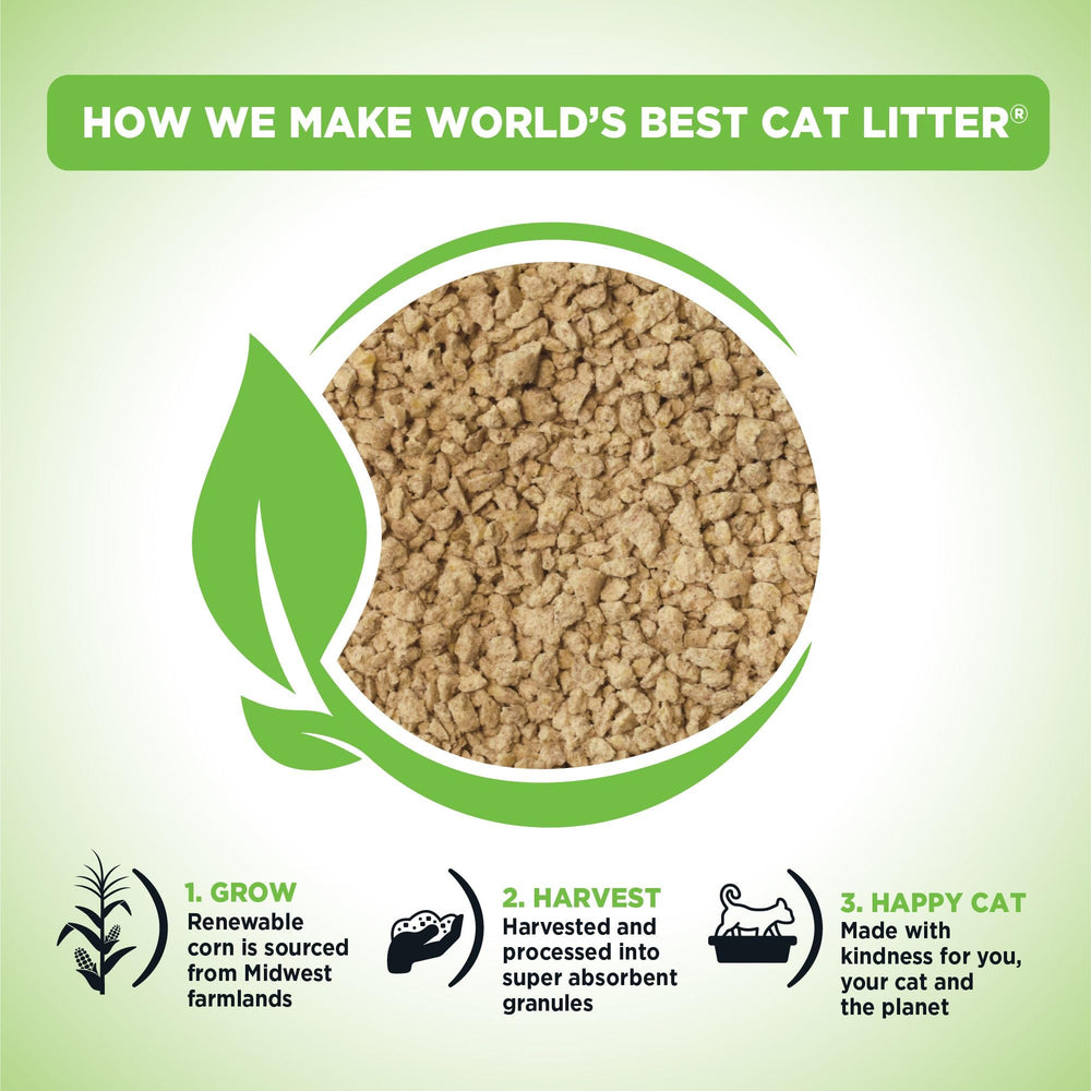World's Best Cat Litter Comfort Care – démonstration d'agglomération rapide des grumeaux.