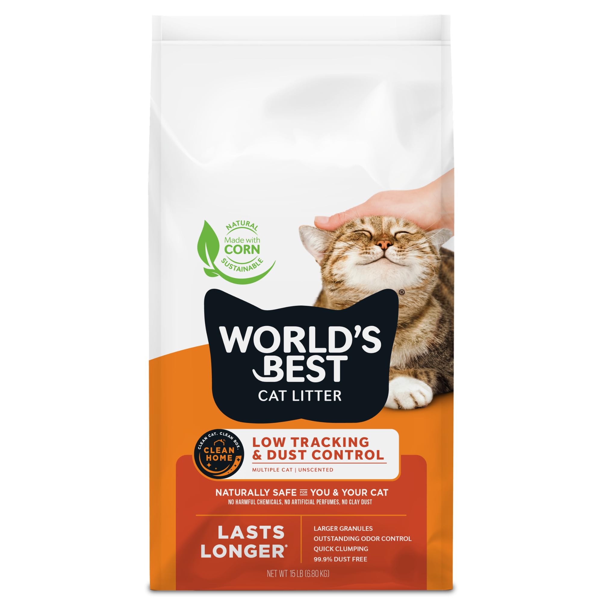 World's Best Cat Litter emballage visible sans parfum prêt à l'achat.