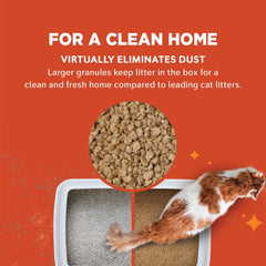 World's Best Cat Litter faible traînée, traînée réduite dans la boîte.