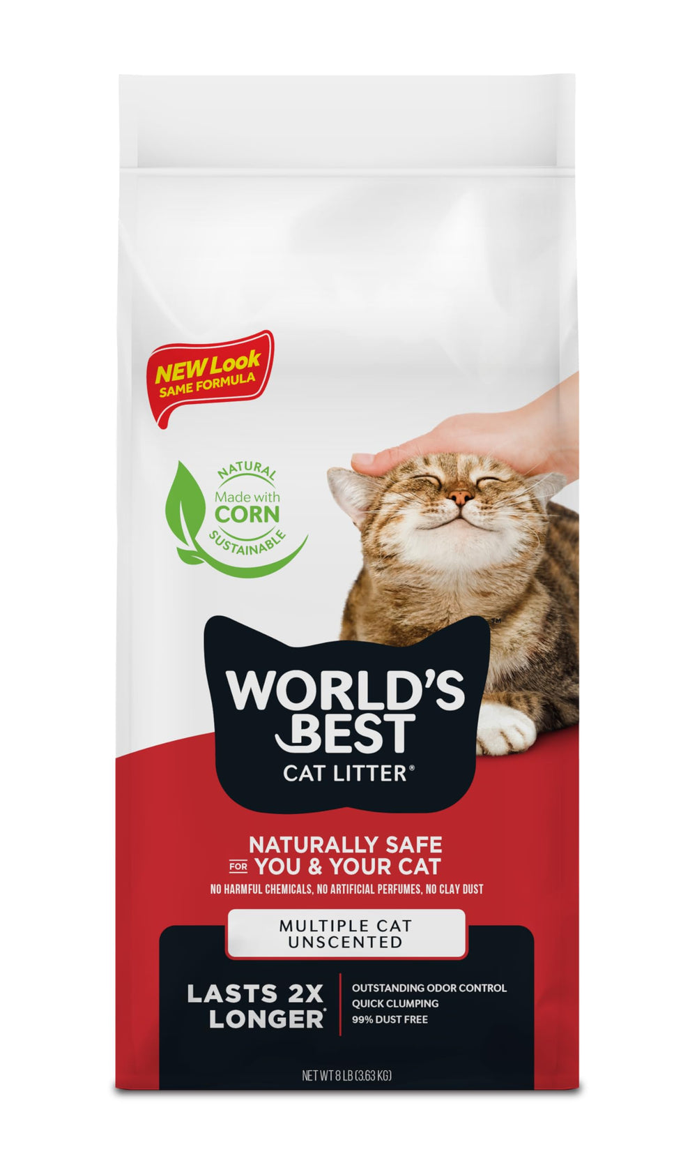 World's Best Cat Litter, litière multi-chats sans parfum, contrôle des odeurs durable.