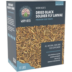Worm Nerd WN64: larves mouche soldat noire séchées, protéine élevée pour poulets.