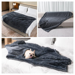 Wowchine couverture imperméable et douce en faux pelage gris protège meubles