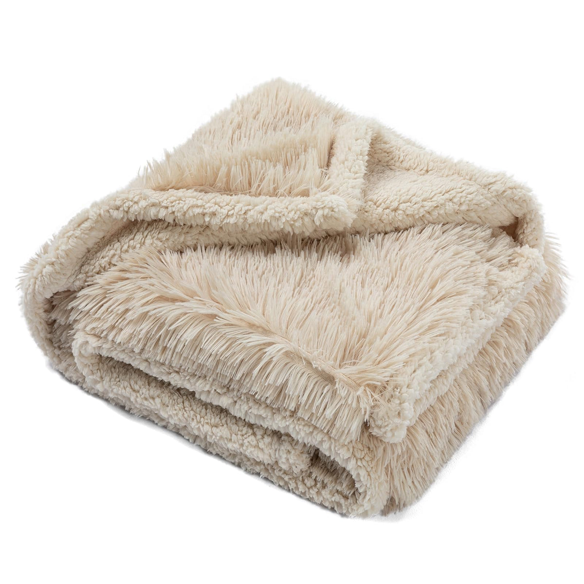 Wowchine couverture imperméable en fausse fourrure crème, idéale sur canapé pour chien et chat.