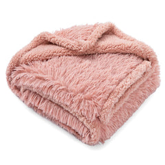 Wowchine couverture rose longue fourrure synthétique 85x57, douceur et protection contre les liquides.