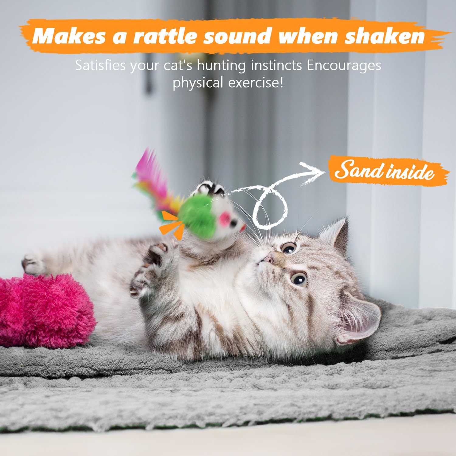 WOWF souris colorées: accessoires qui favorisent chasse rapide et stimulation mentale.