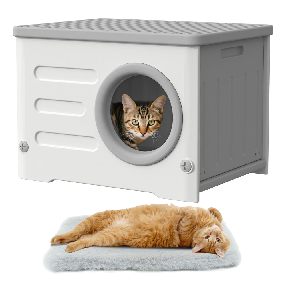 WOWOTOZN - Maison-chat extérieure en polyéthylène haut densité robuste et durable.
