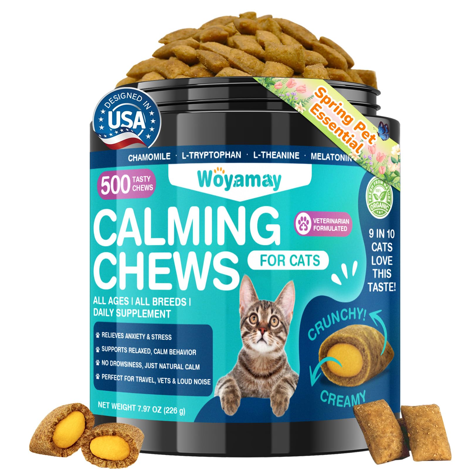 Woyamay bouchées-apaisement-chat-poulet: calment votre chat en douceur.