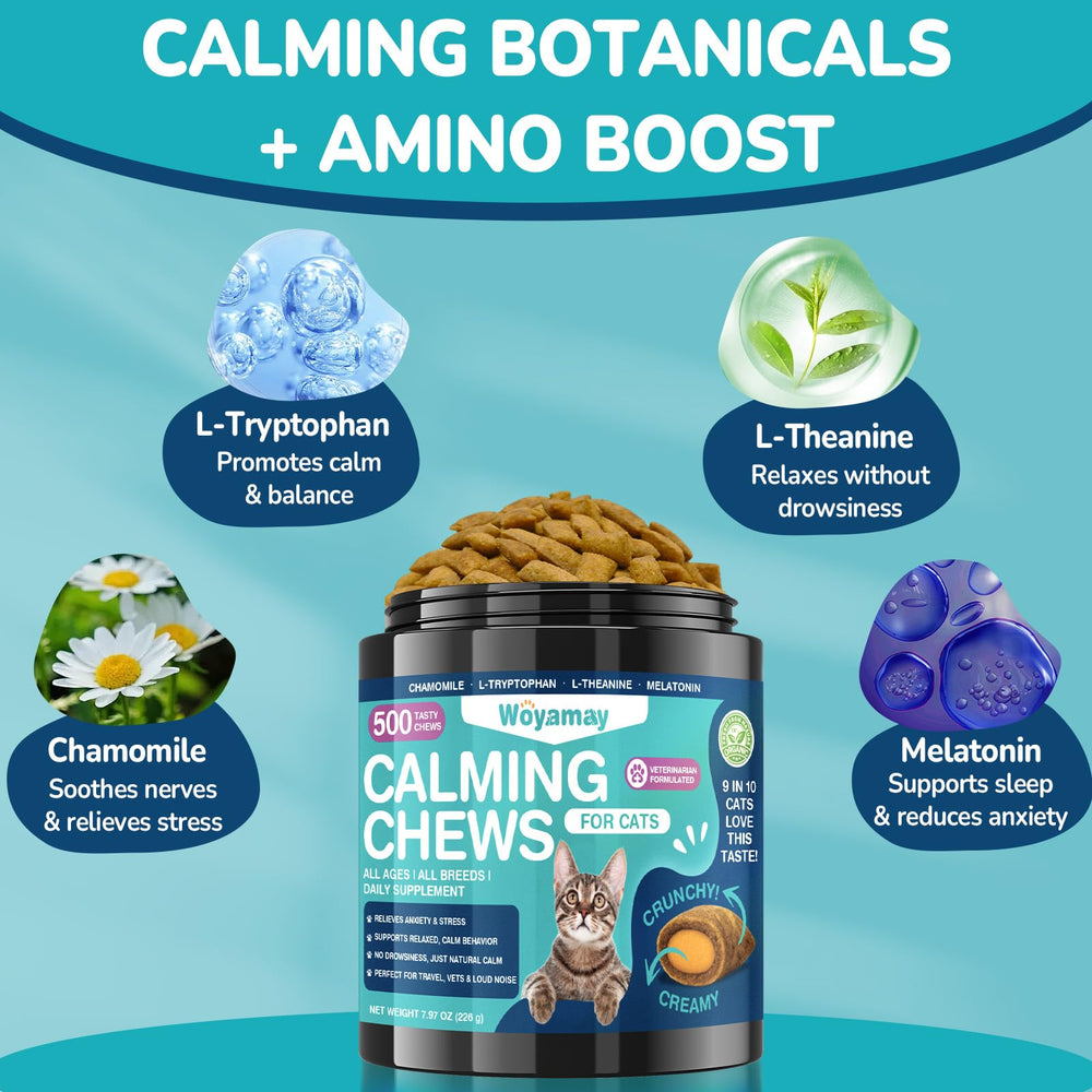Woyamay bouchées-chat-poulet-apaisement: snack savoureux aidant à la détente en trajets.