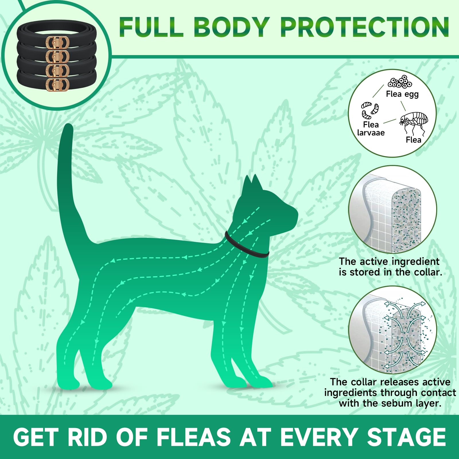 Collier réglable Woyamay jusqu’à 48 cm pour toutes tailles de chats.