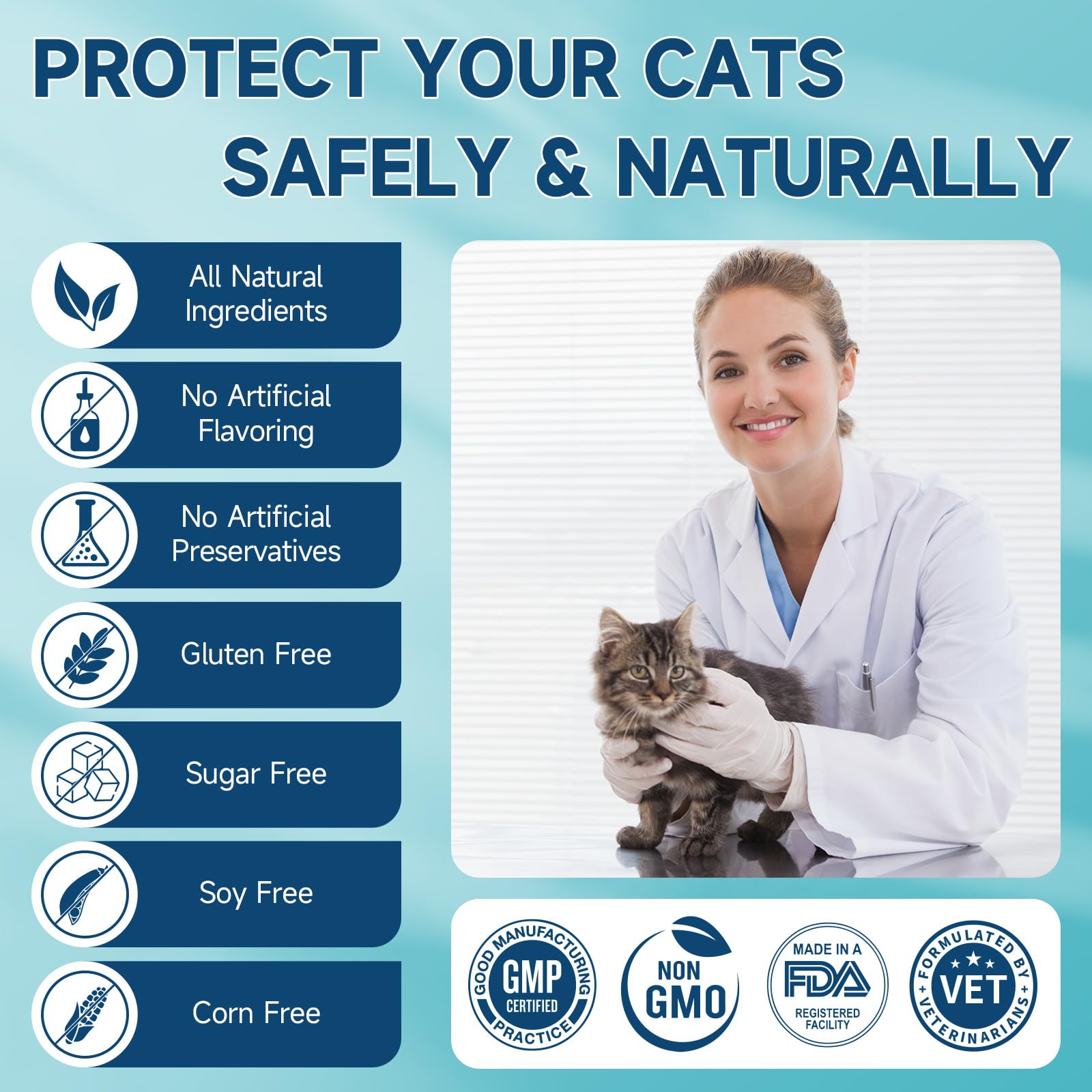 Woyamay contrôle puces chat, protection continue contre parasites.