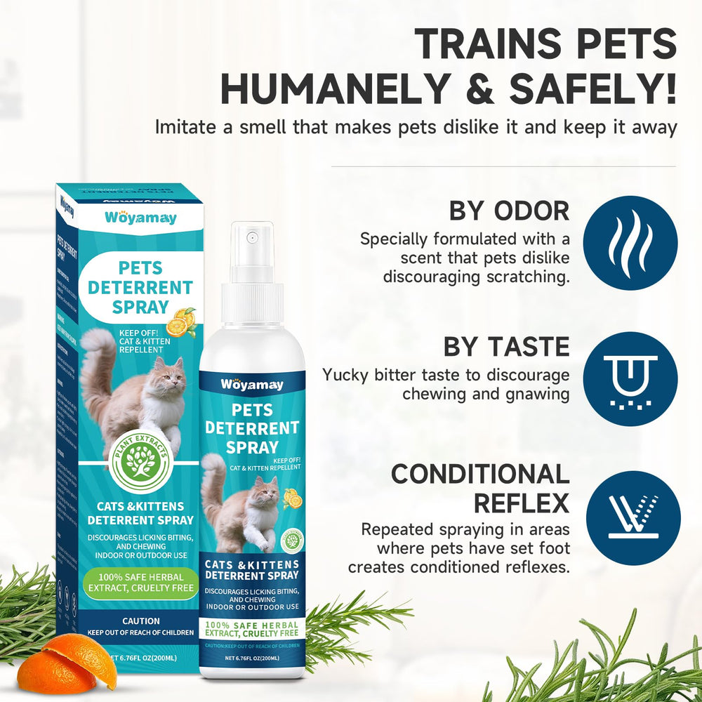 Entraînement doux du chat grâce à la formule naturelle Woyamay.