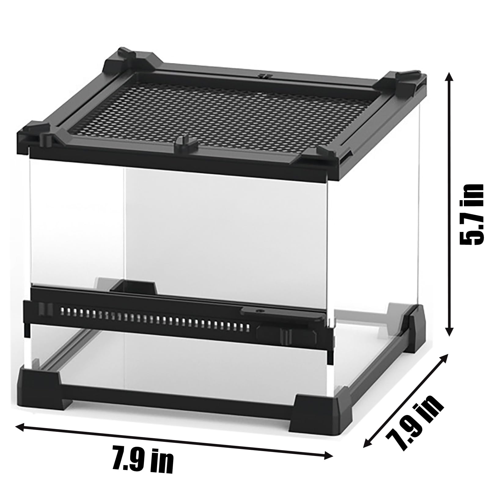 Terrarium Woyrise en verre 8x8x5, ventilation supérieure et inférieure, flux d'air constant.