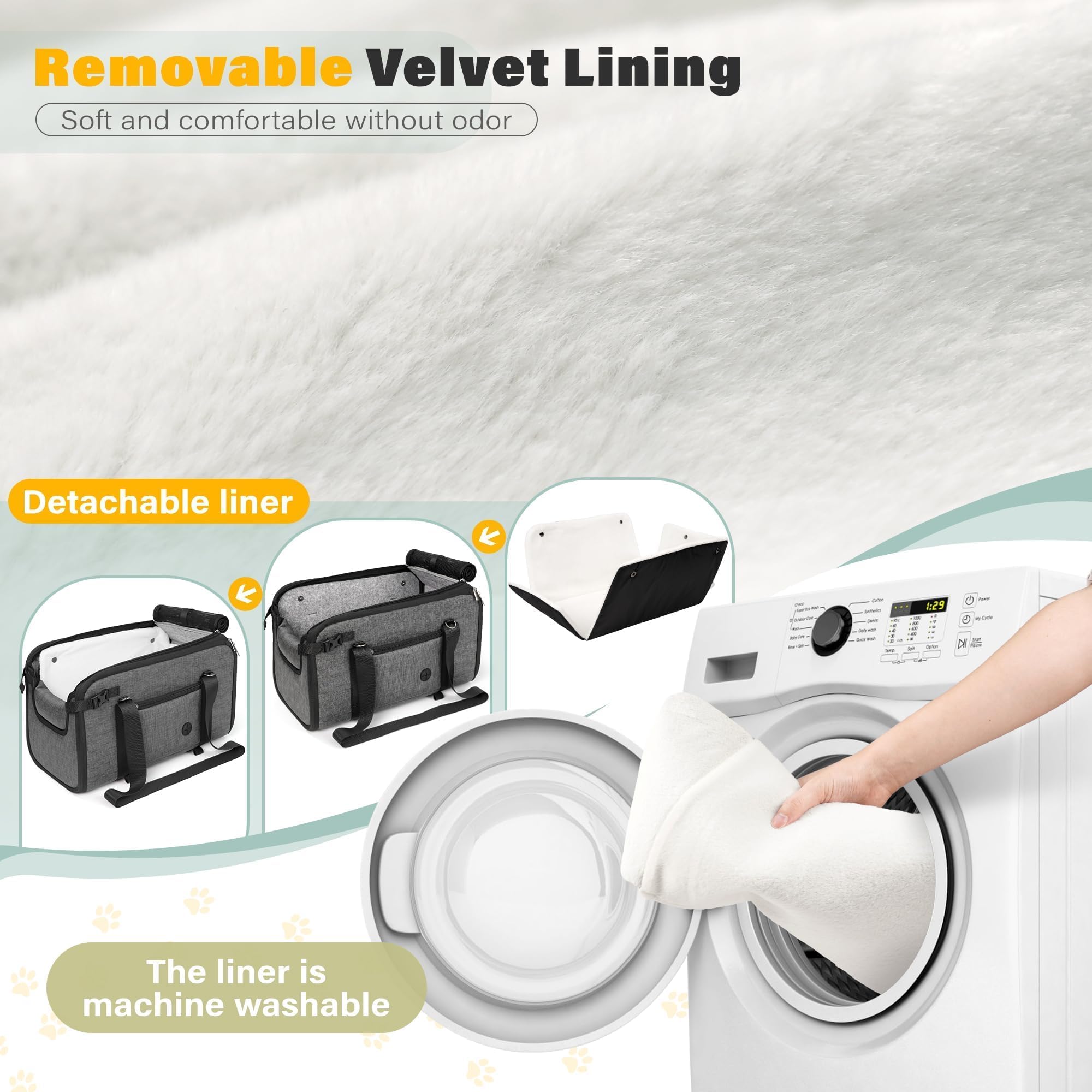 Liner velours amovible WOYYHO pour un entretien facile et hygiène.
