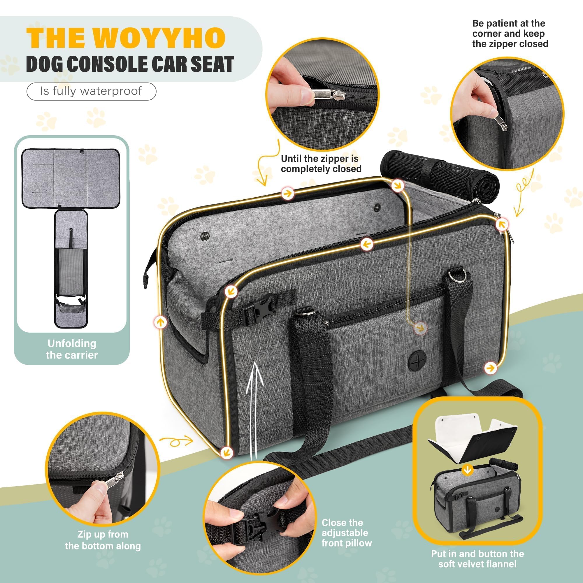 Portage amovible WOYYHO pour transporter l’animal facilement.