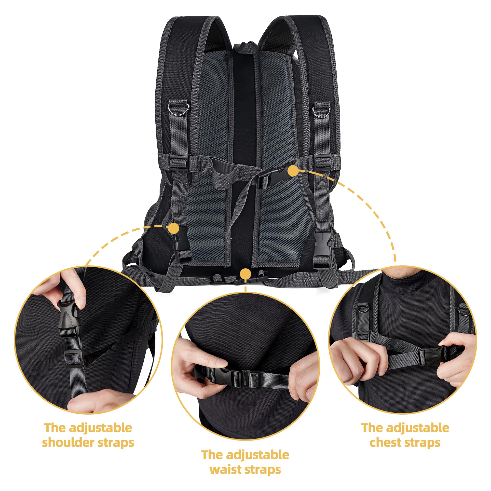 WOYYHO sac-portage-chien-ventilation-haut-m-noir: maillage respirant pour chien et propriétaire.