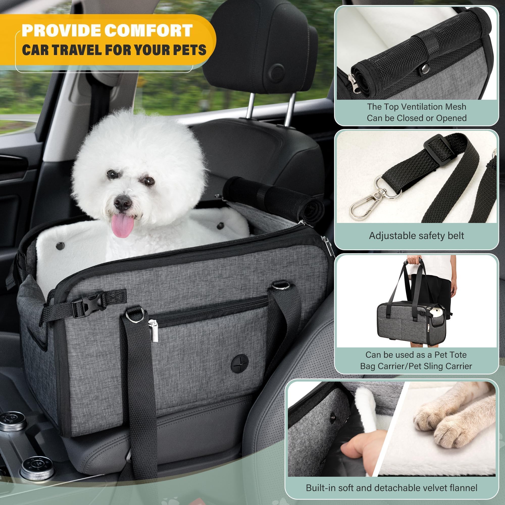 Corde de sécurité reglable WOYYHO pour maintenir le chien en place.