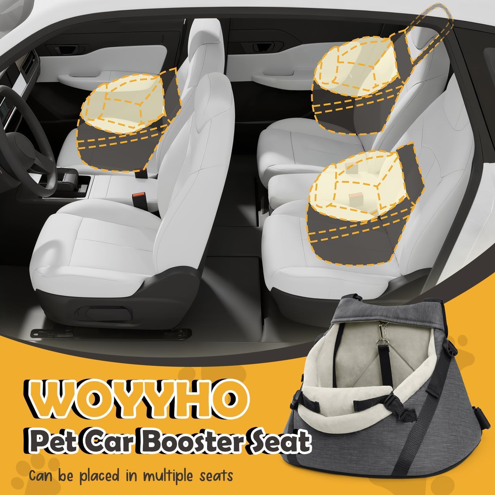 WOYYHO siège-auto petit chien design stable et sans arêtes pour tous les trajets.
