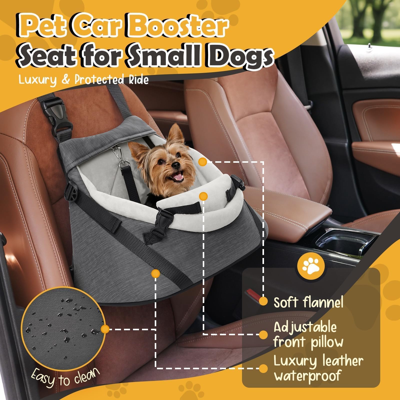 WOYYHO siège-auto petit chien hauteur réglable pour ajuster la vue et réduire l’anxiété.