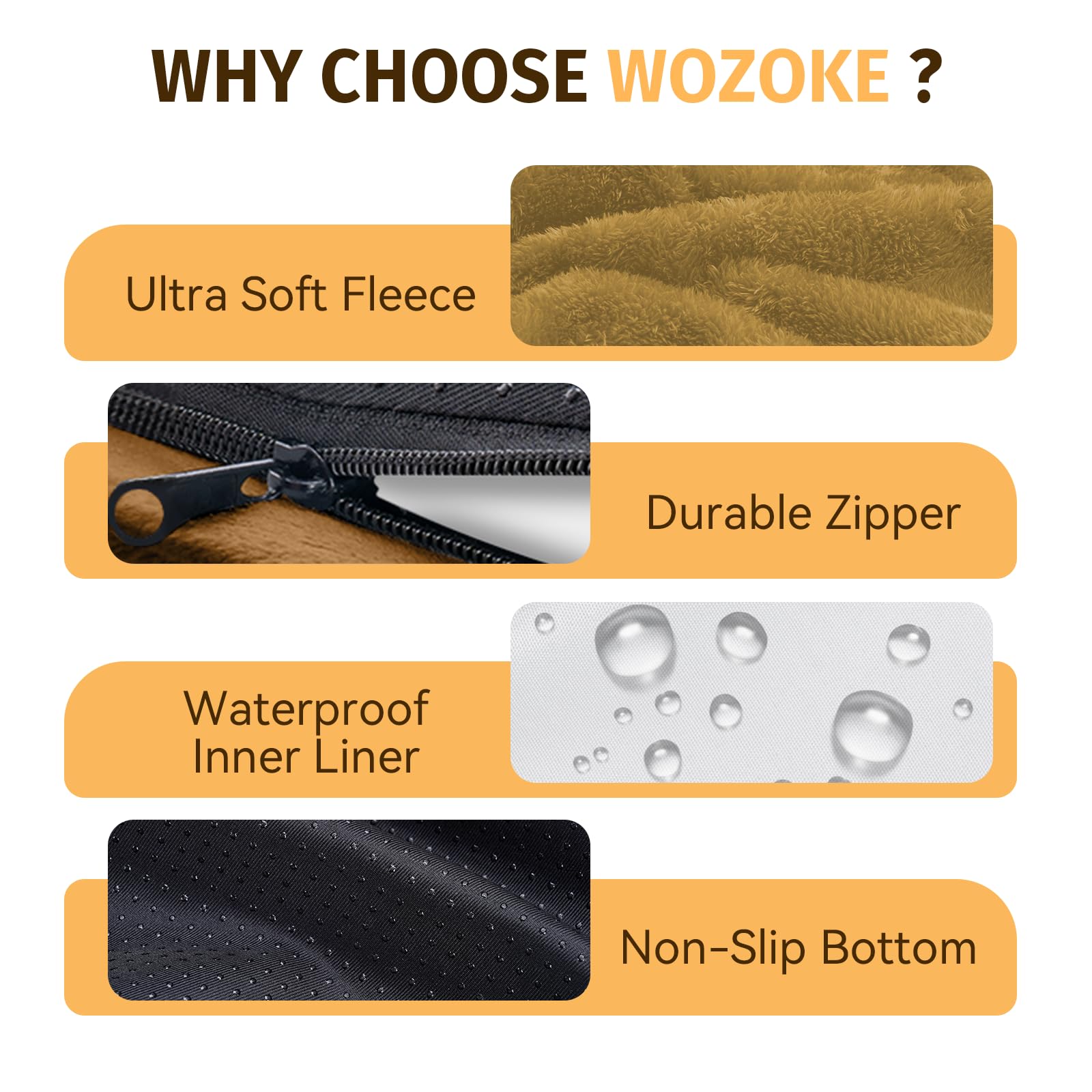 WOZOKE lit orthopédique - couleur orange lumineuse.