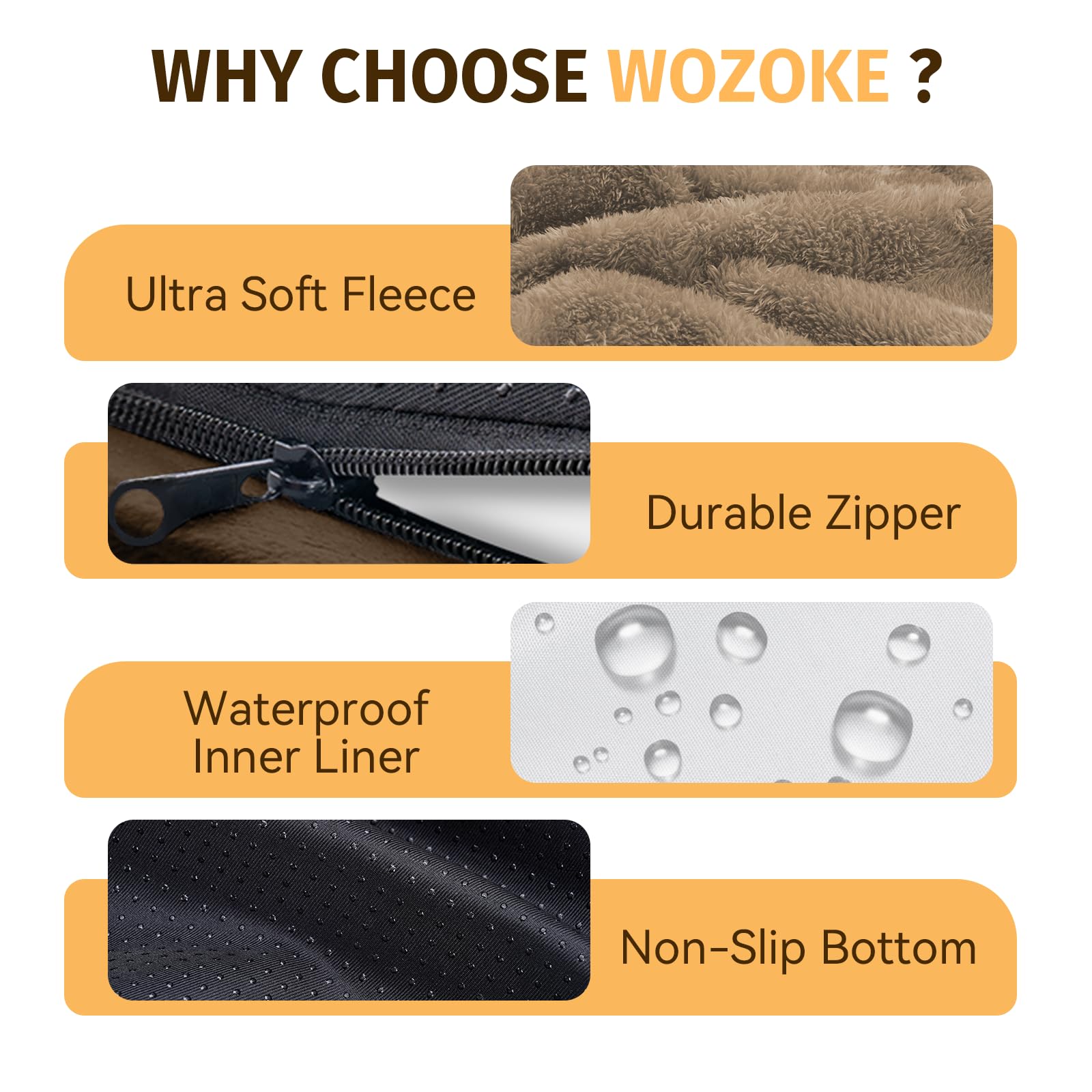 Housse lavable WOZOKE pour entretien rapide et hygiénique.