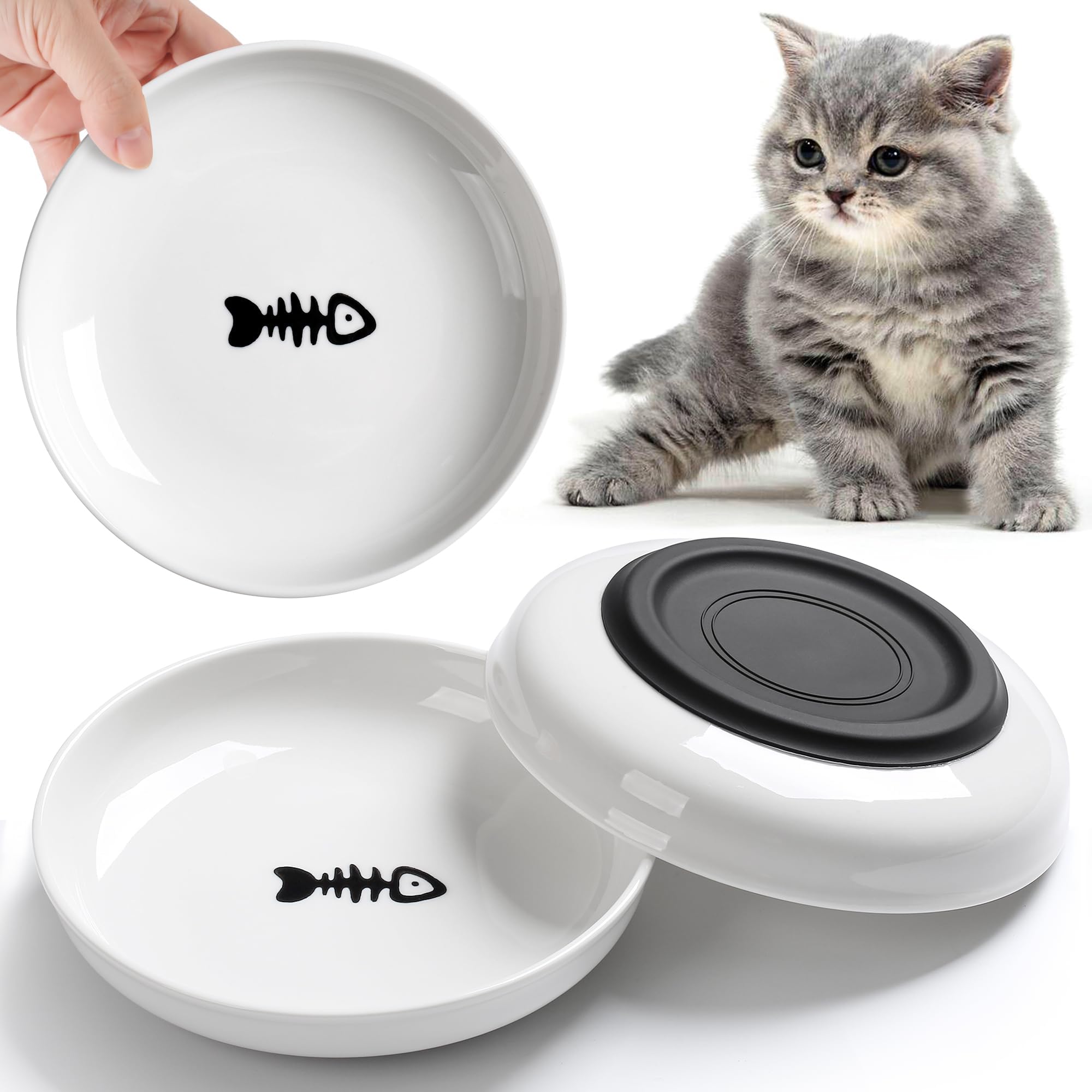 WROSWT bol-chat-base-silicone anti-glisse, stabilité lors du repas.