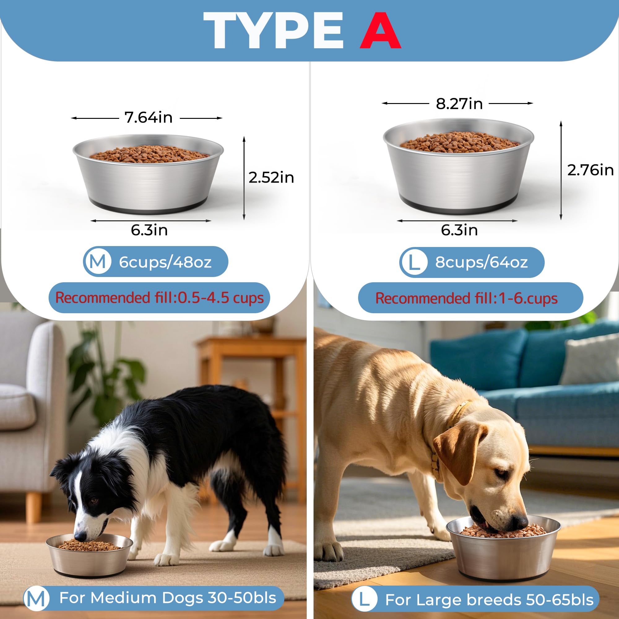 WROSWT capacité 48 onces, idéal pour chiens de taille moyenne.