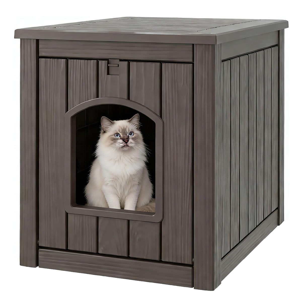 WTFGO enclos-litiere plastique intérieur extérieur, pratique et étanche pour chat