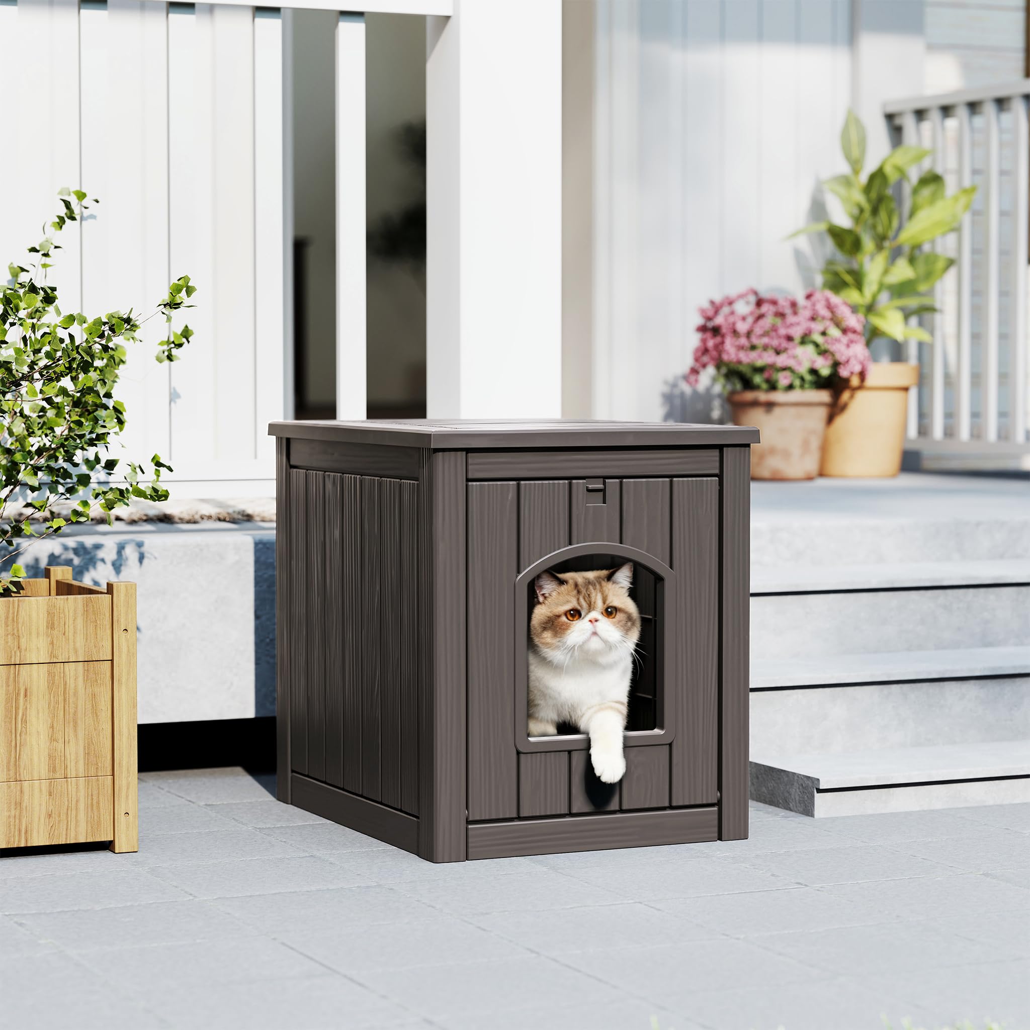 WTFGO enclos-litiere table dappoint, rangement pratique