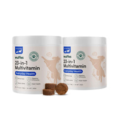 Wuffes 23-en-1 boîte et friandises, soutien nutritionnel pratique pour chiens.