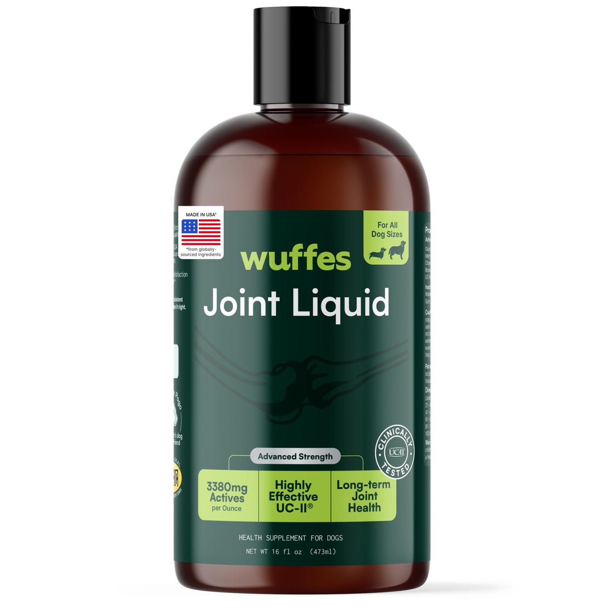 Wuffes Liquide Articulations Avancé – bouteille facile à utiliser pour chiens actifs