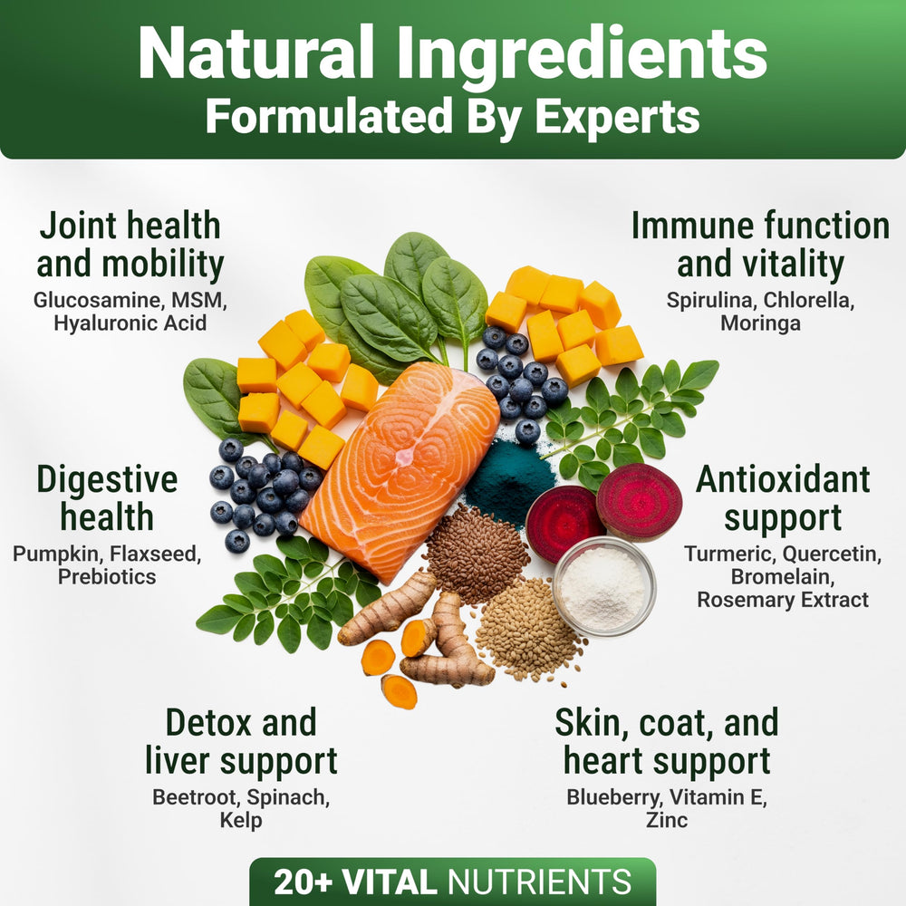 WuffWell curcuma: antioxydants naturels pour peau et bien-être.