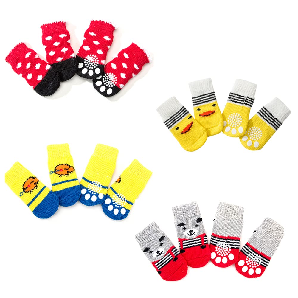 Chaussettes Wumuzai pour petit chien – ensemble de 4, traction anti-glisse.