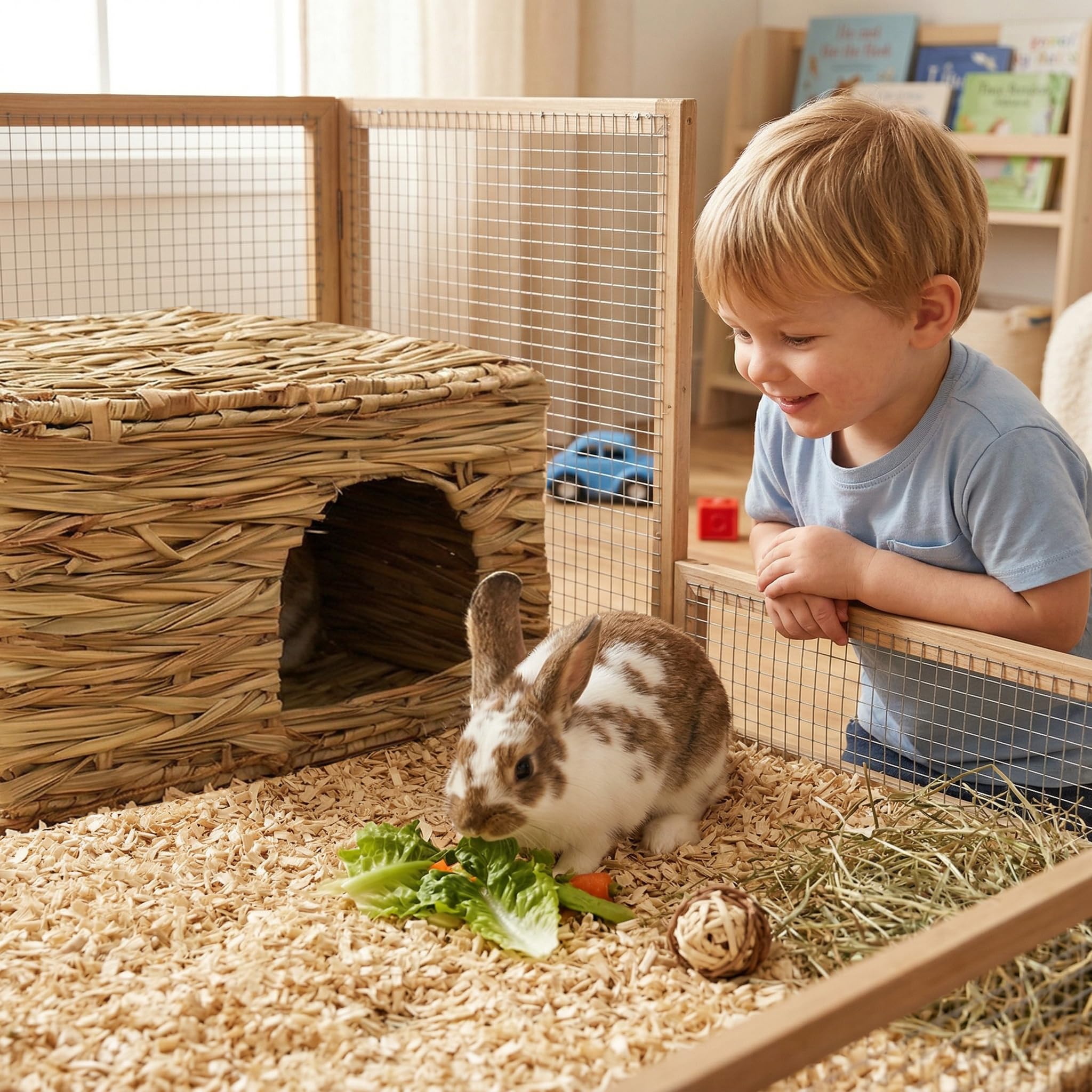 WuWeot Maison-herbe grande, jeu polyvalent, parfait pour ronger et créer un nid.