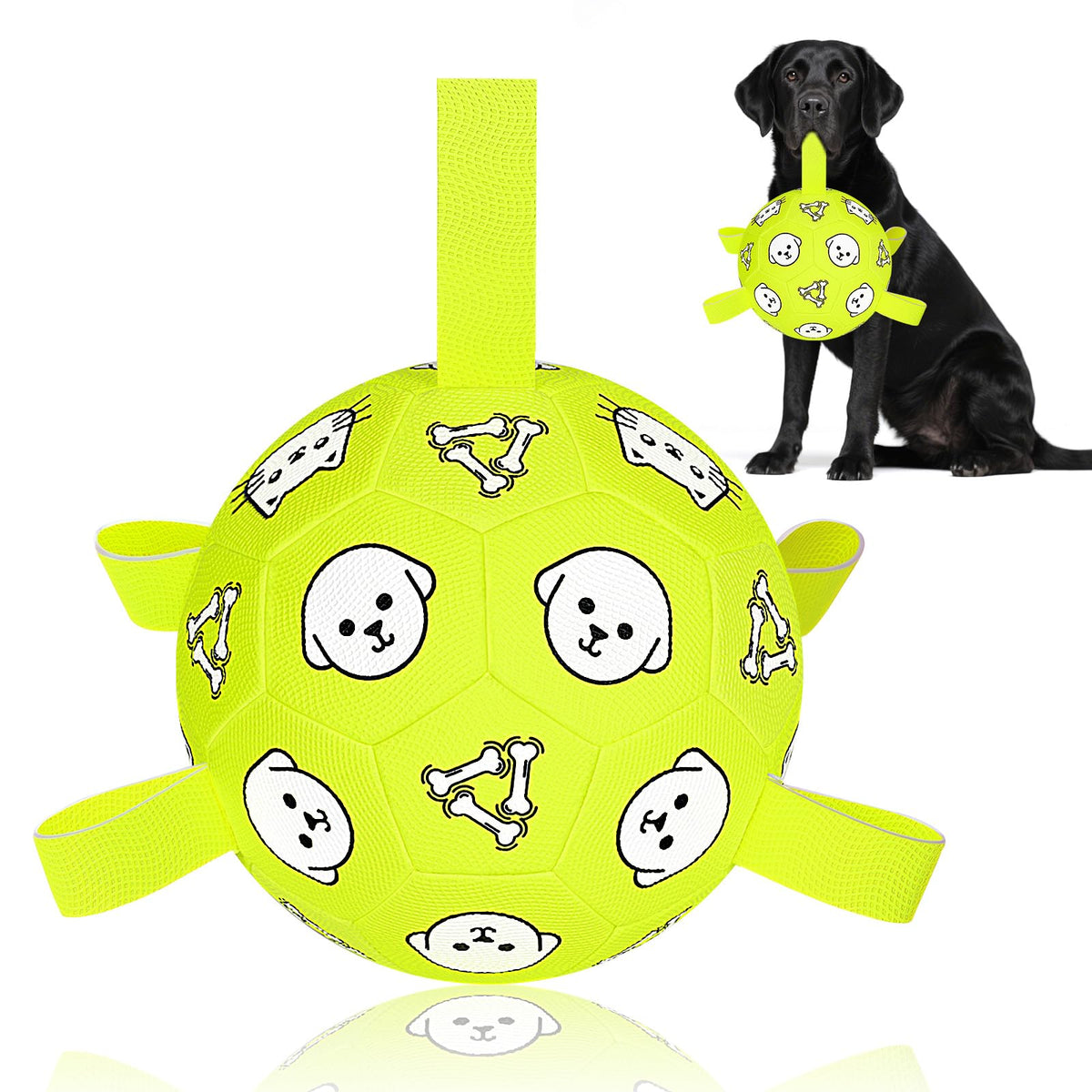 WYNTRIUM balle-football-chien avec sangles, idéale pour fetch et tug.