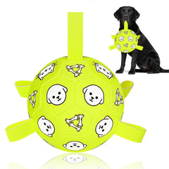 WYNTRIUM balle-football-chien avec sangles, idéale pour fetch et tug.