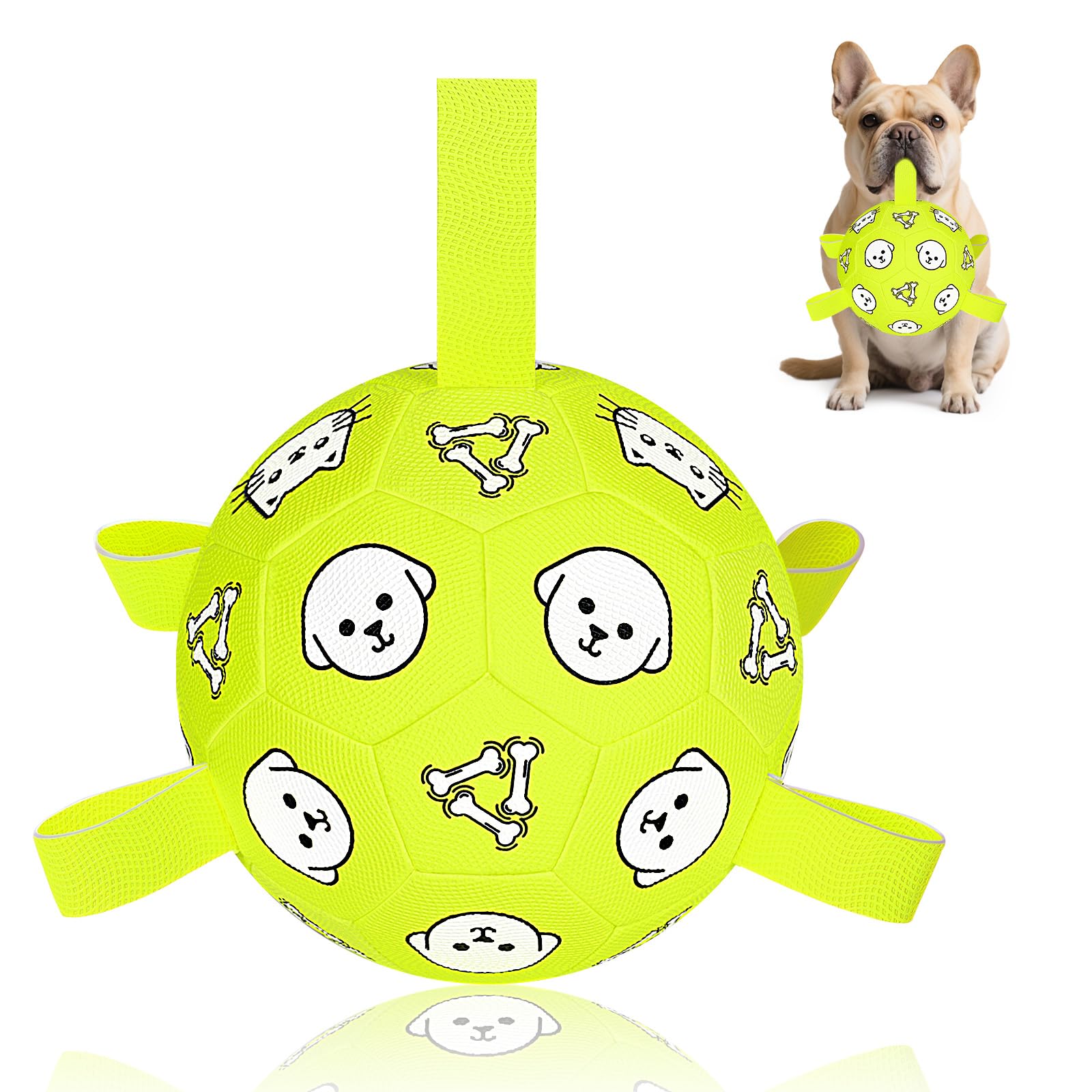Balle Wyntrium de football pour chien durable avec sangles.